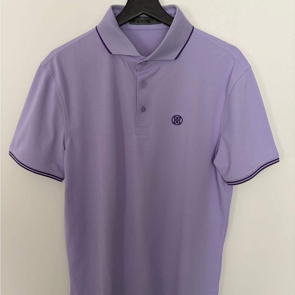 G/FORE Light Lavender Polo with Dark Purple Trim